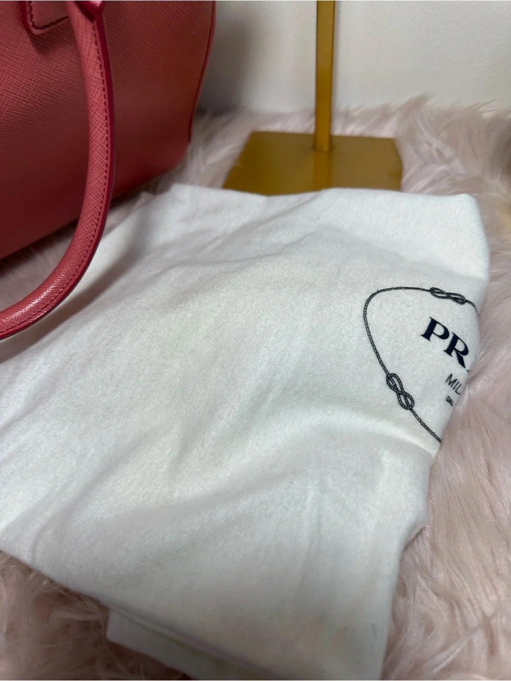 Prada Pink Saffiano Leather Satchel with Gold Hardware